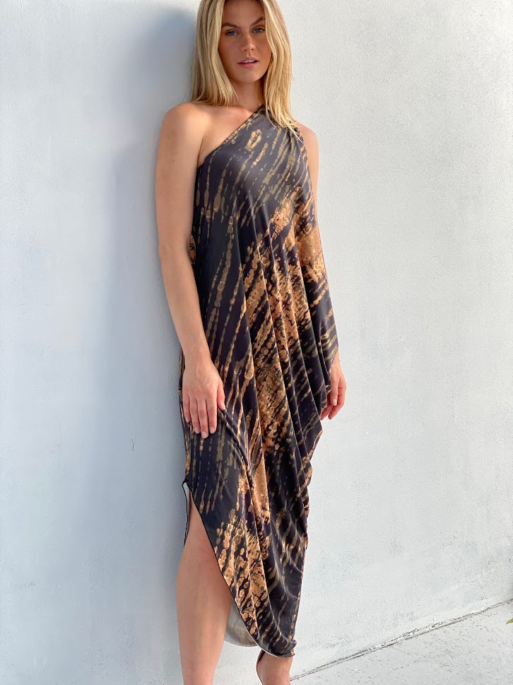 one shoulder tie dye dress Tie Dye One-Shoulder Dress